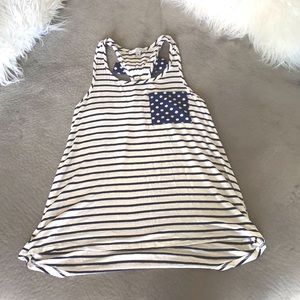 XS Moa Moa navy & white Razorback tank